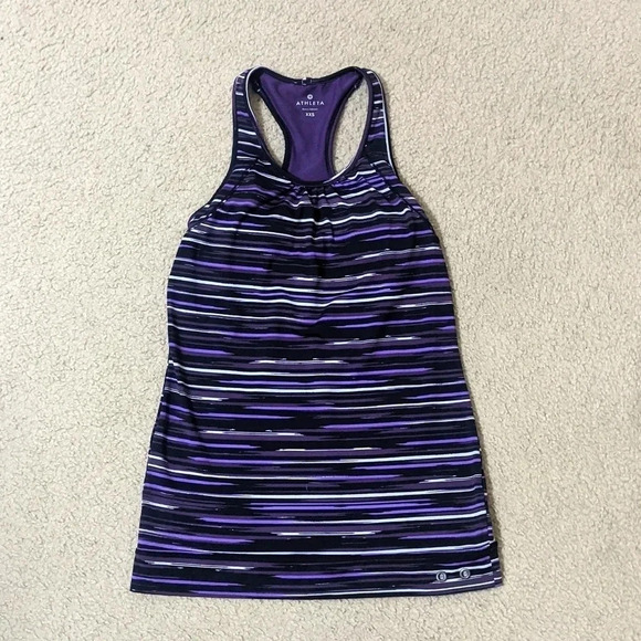 Athleta Racerback Tank Top w/ Built in Bra | Color: Black/Purple | Size: XXS - Picture 1 of 8